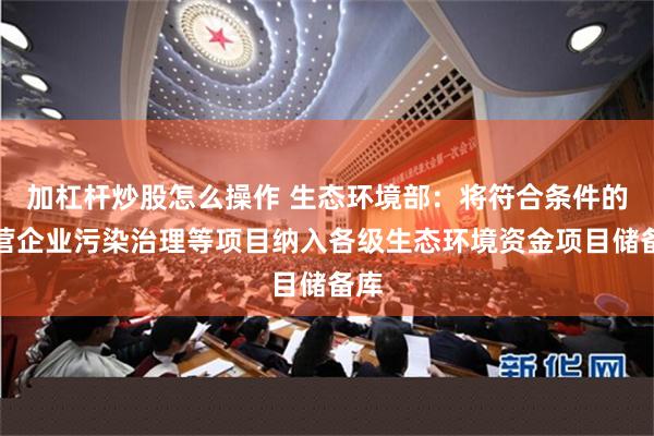 加杠杆炒股怎么操作 生态环境部：将符合条件的民营企业污染治理等项目纳入各级生态环境资金项目储备库