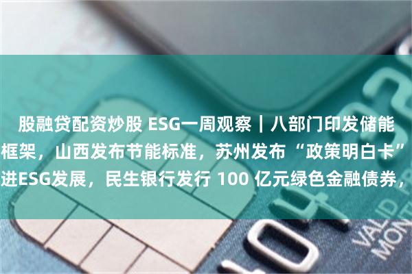 股融贷配资炒股 ESG一周观察｜八部门印发储能方案，财政部发布债券框架，山西发布节能标准，苏州发布 “政策明白卡” 推进ESG发展，民生银行发行 100 亿元绿色金融债券，外卖平台官宣骑手缴社保