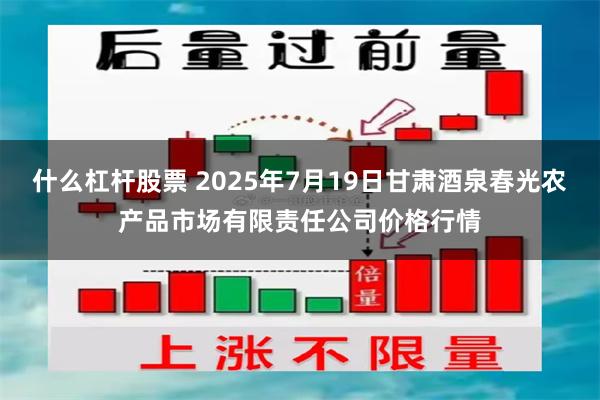 什么杠杆股票 2025年7月19日甘肃酒泉春光农产品市场有限责任公司价格行情