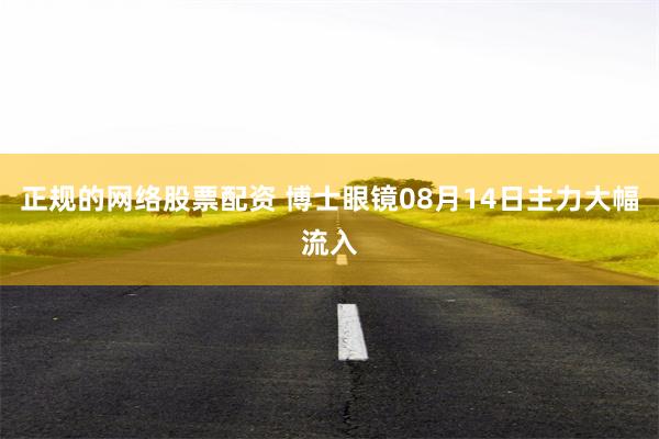 正规的网络股票配资 博士眼镜08月14日主力大幅流入