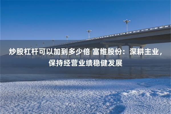 炒股杠杆可以加到多少倍 富维股份：深耕主业，保持经营业绩稳健发展